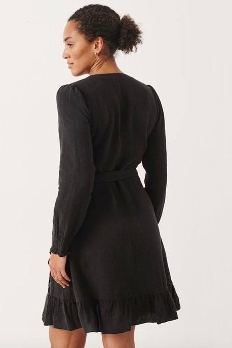Part Two: Linen Wrap Dress Black