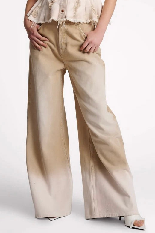 One Teaspoon: Love Machines Super Wide Leg Jeans Butterscotch