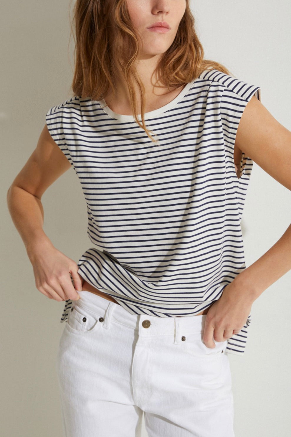Yerse: Navy Striped T-Shirt