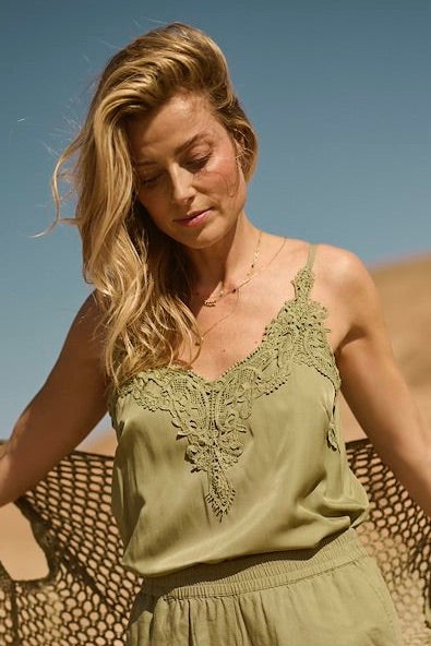Cream: Lace Trimmed Camisole (8 Colours)