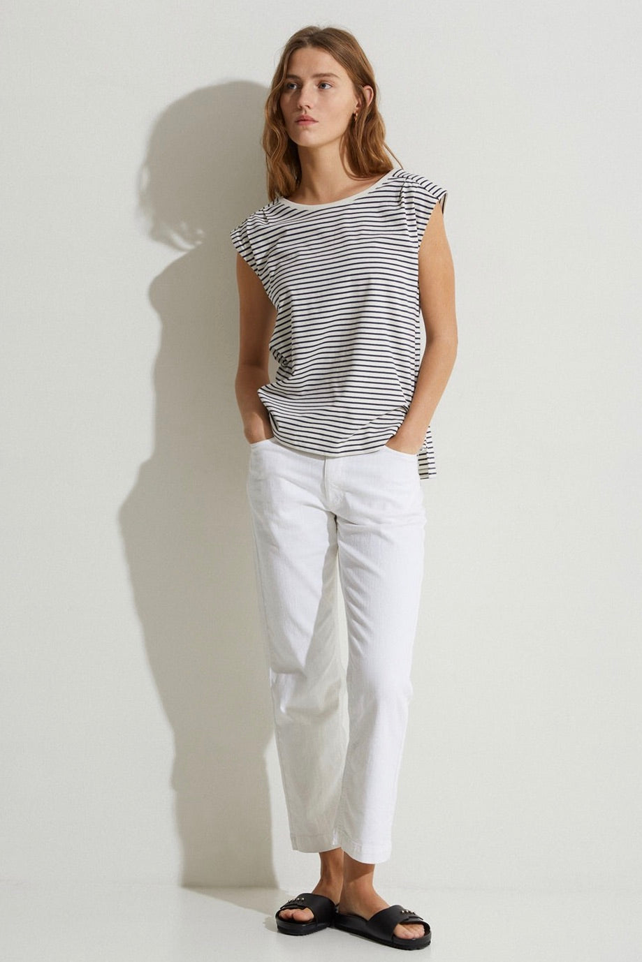 Yerse: Navy Striped T-Shirt