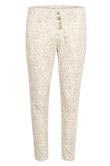 Cream: Penora Cropped Leopard Pants