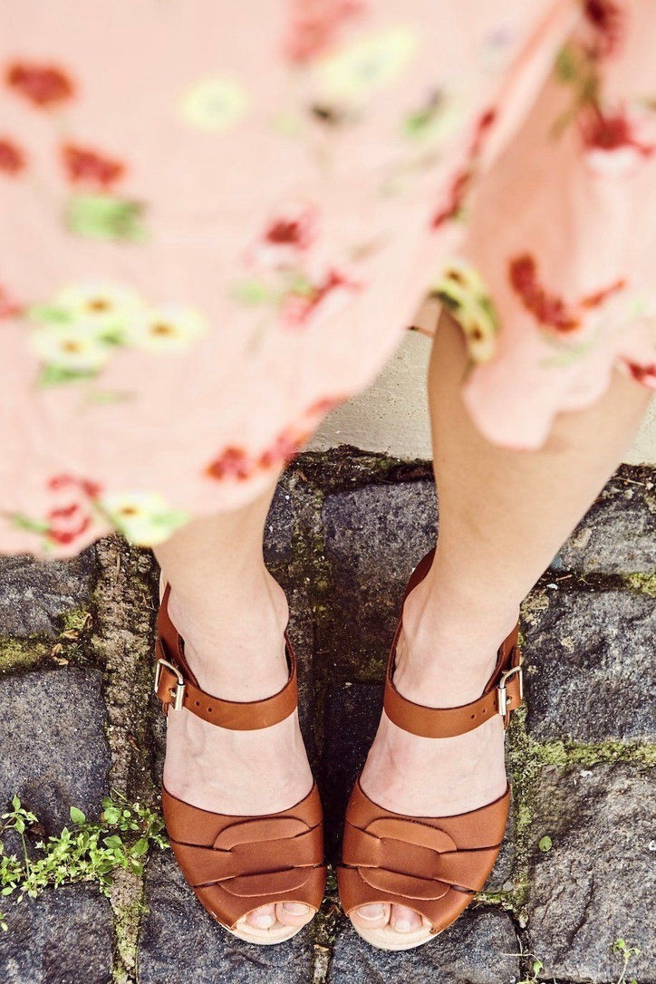 Lotta Peep Toe Clogs Tan Erietta Boutique