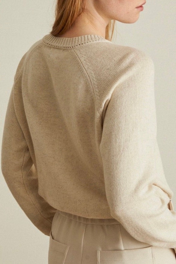 Yerse: Henley Neck Sweater Beige