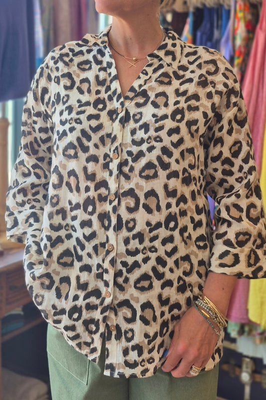 Cream: Bellis Shirt Leopard