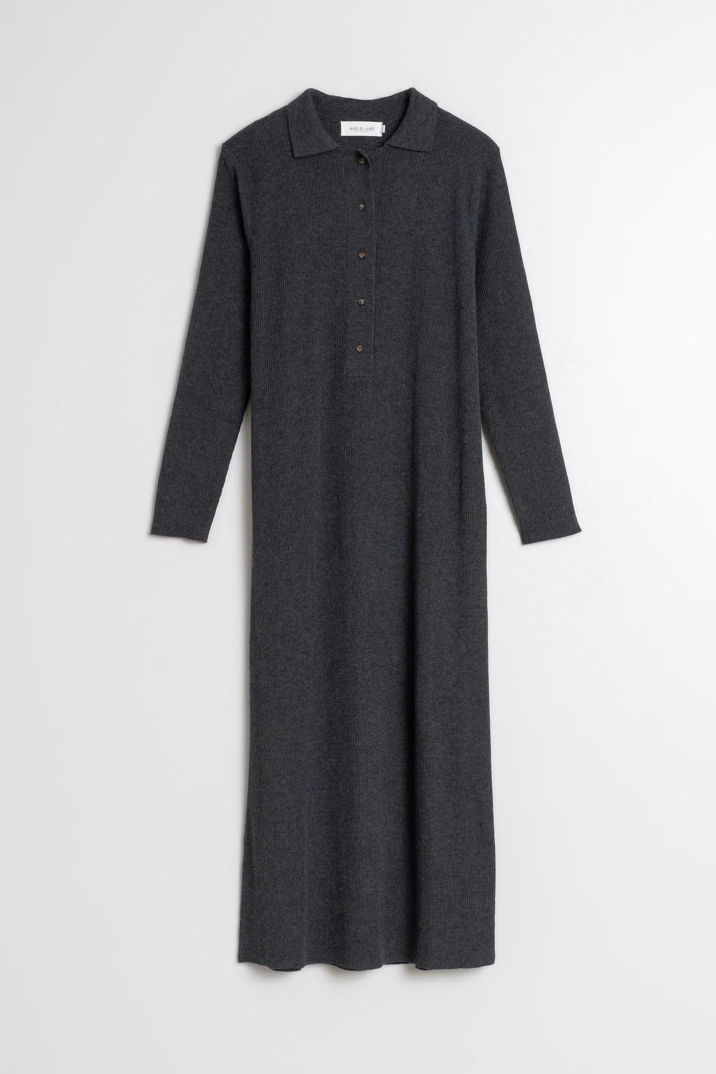 Indi & Cold: Knit Polo Dress Grey