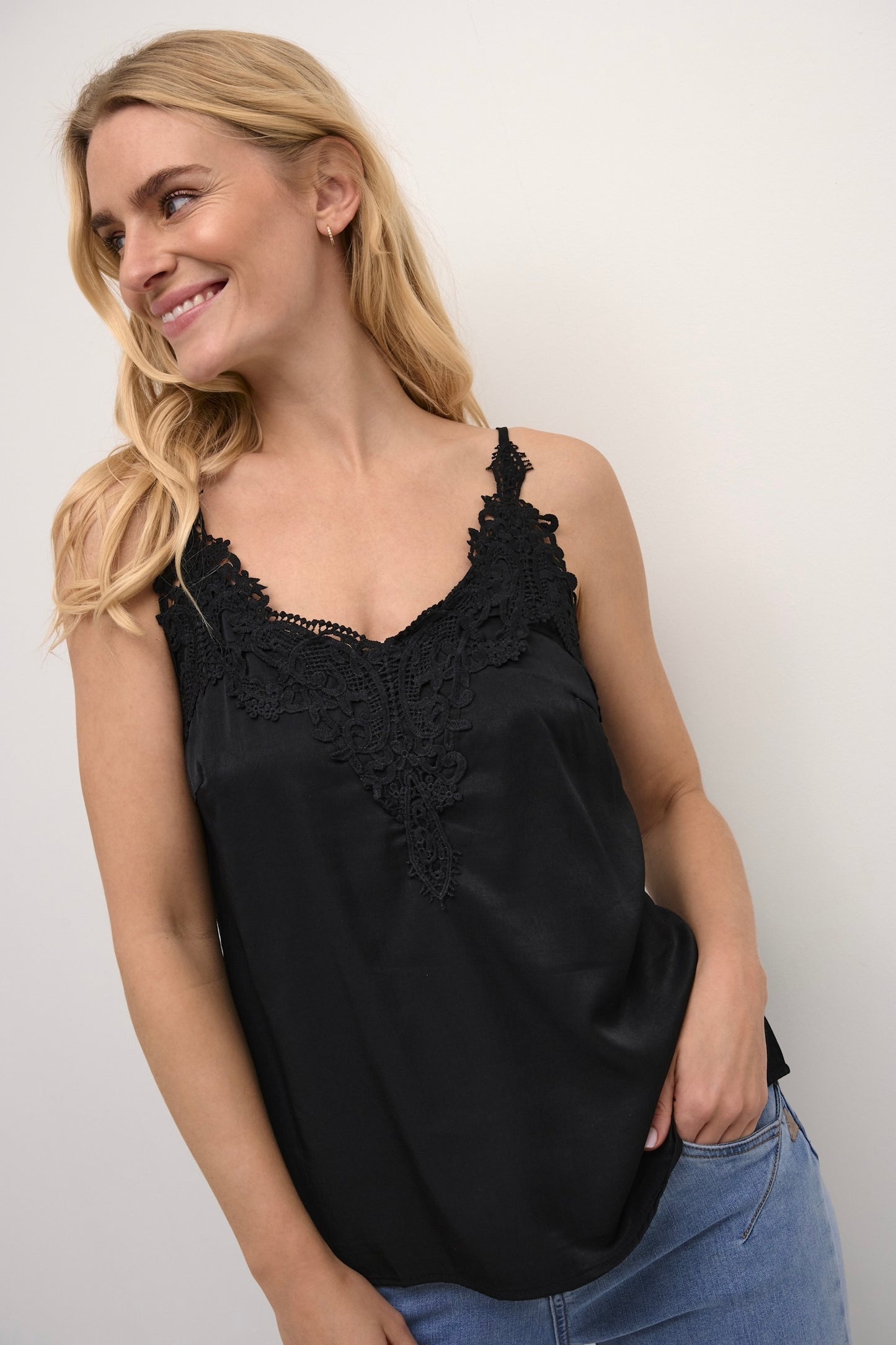 Cream: Lace Trimmed Camisole (8 Colours)