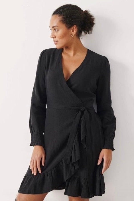 Part Two: Linen Wrap Dress Black