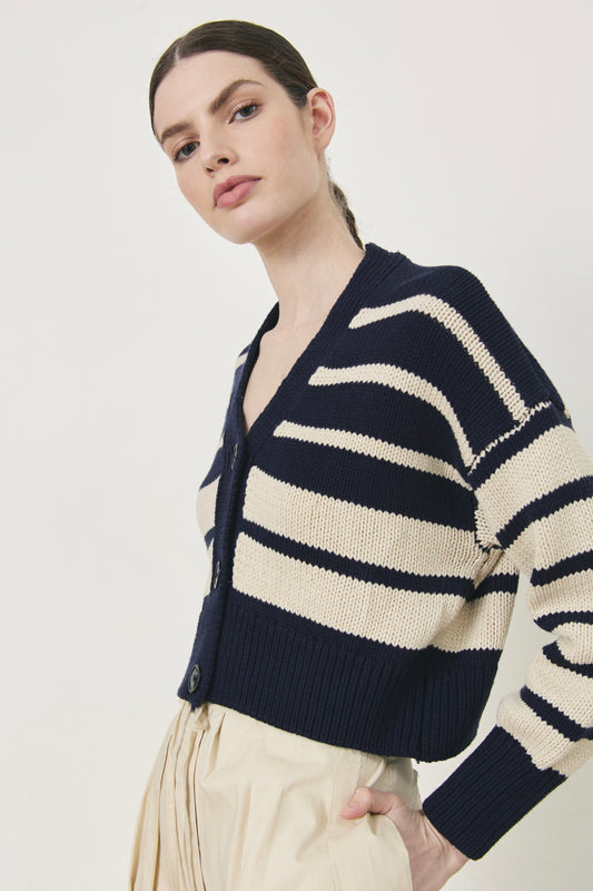 Deluc: Striped Cropped Cardigan