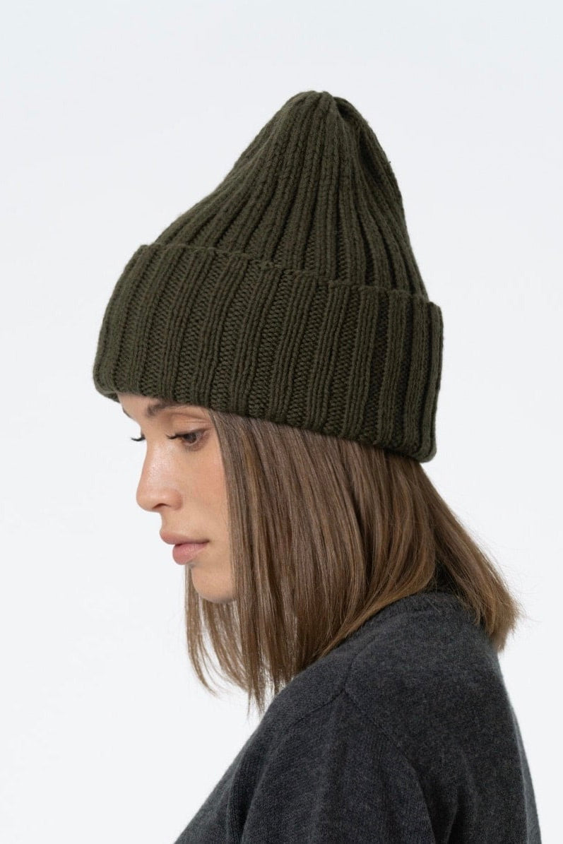 Dinadi: Merino Handknit Thick Rib Hat (8 Colours)