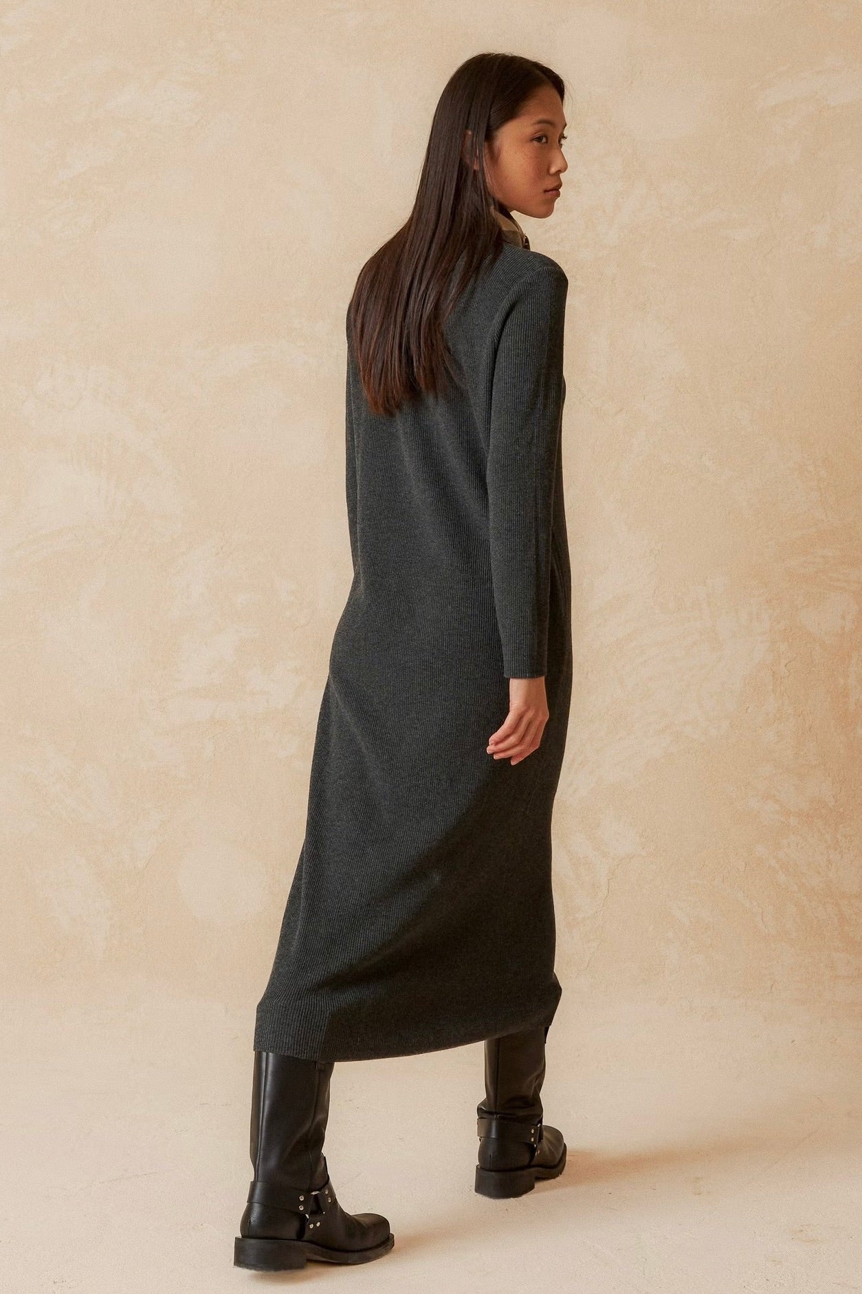 Indi & Cold: Knit Polo Dress Grey