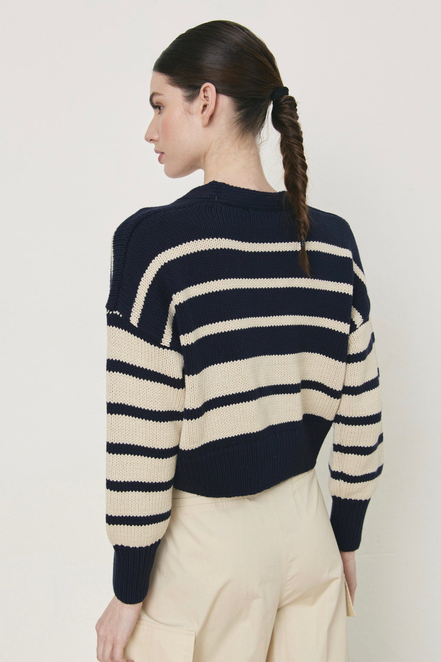 Deluc: Striped Cropped Cardigan