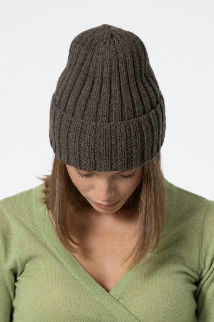 Dinadi: Merino Handknit Thick Rib Hat (8 Colours)