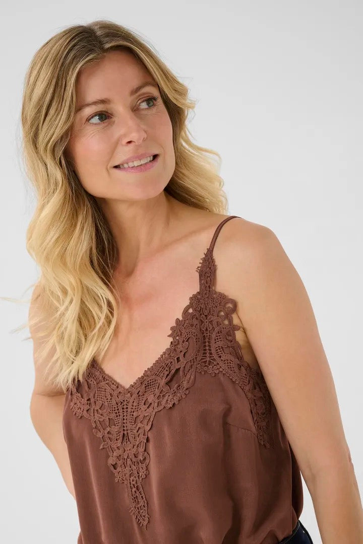 Cream: Lace Trimmed Camisole (8 Colours)