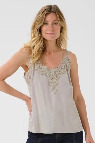 Cream: Lace Trimmed Camisole (8 Colours)