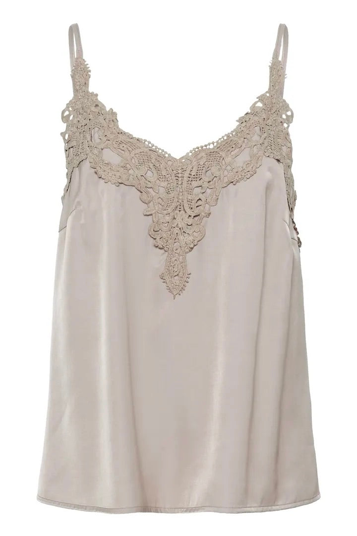Cream: Lace Trimmed Camisole (8 Colours)