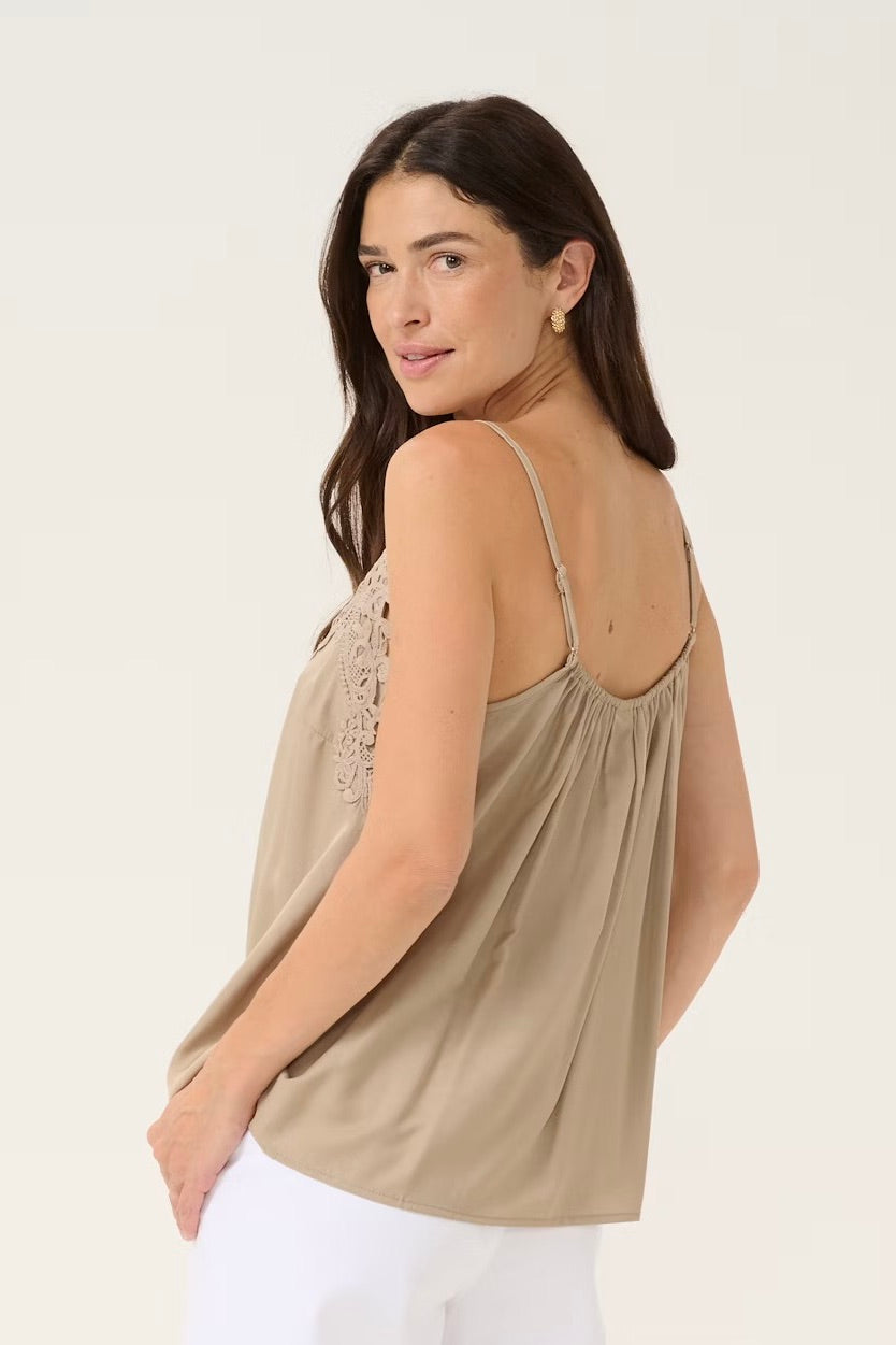 Cream: Lace Trimmed Camisole (8 Colours)