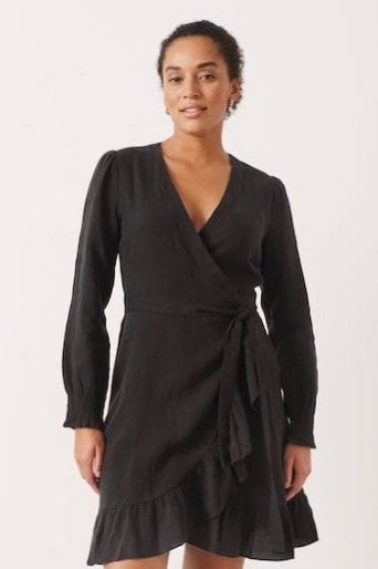 Part Two: Linen Wrap Dress Black