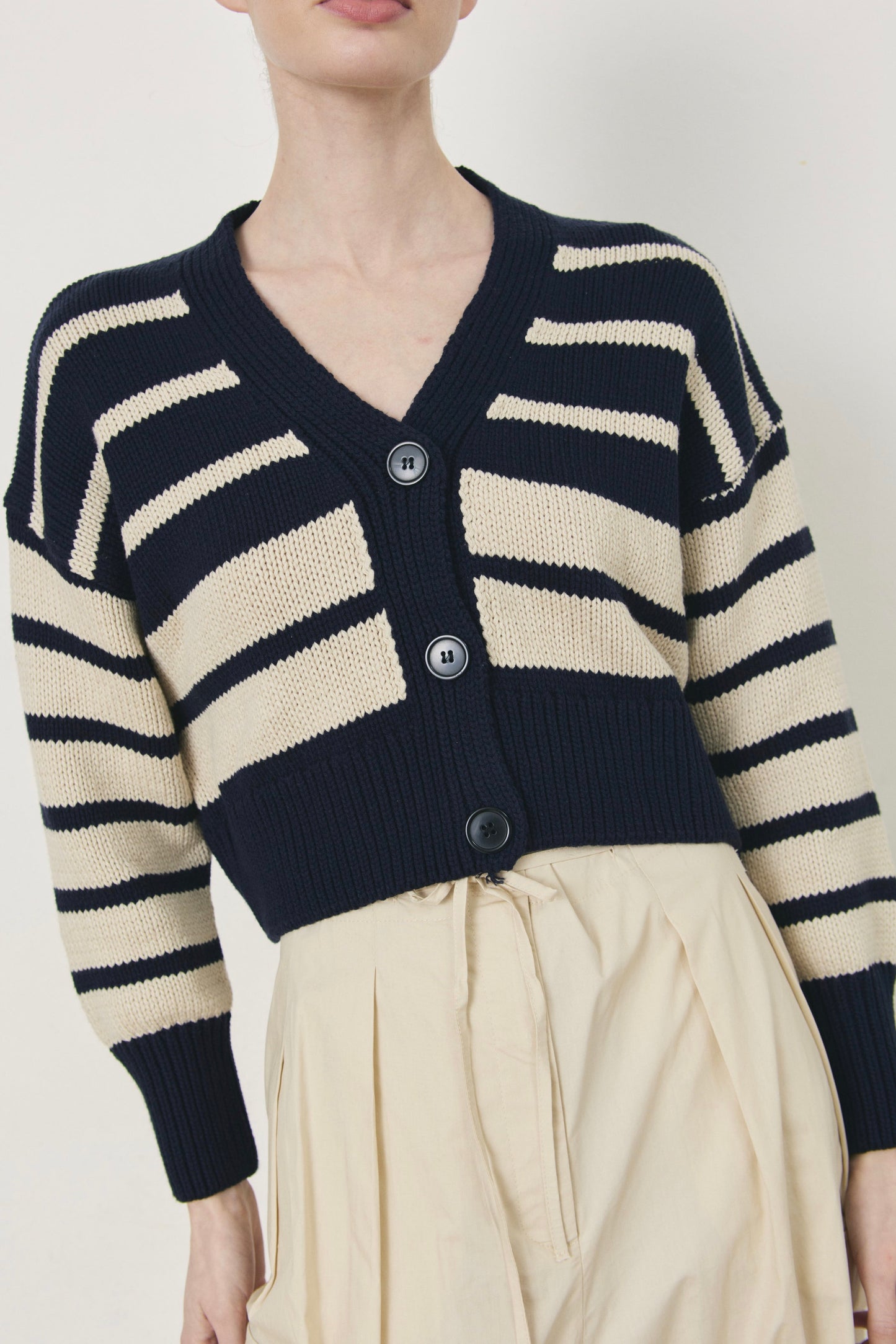 Deluc: Striped Cropped Cardigan