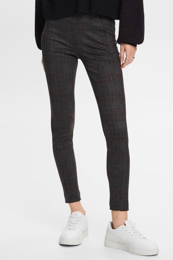 Esprit: Checked Ponte Fitted Trousers