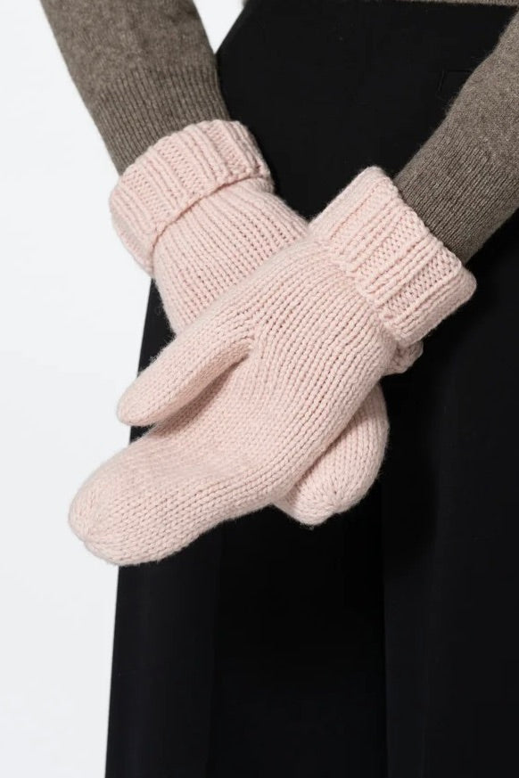 Dinadi: Handknit Cabled Mittens Pink