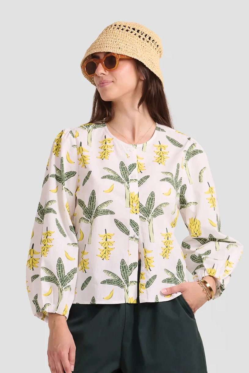 Poplin & Co: Banana Palm Print Blouse