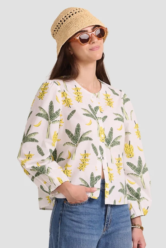 Poplin & Co: Banana Palm Print Blouse