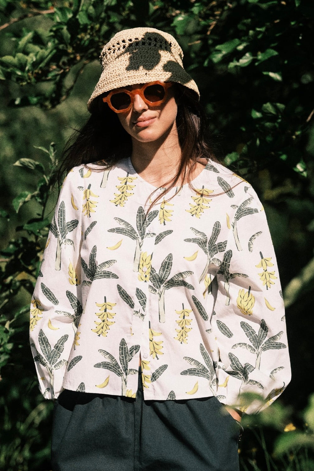 Poplin & Co: Banana Palm Print Blouse