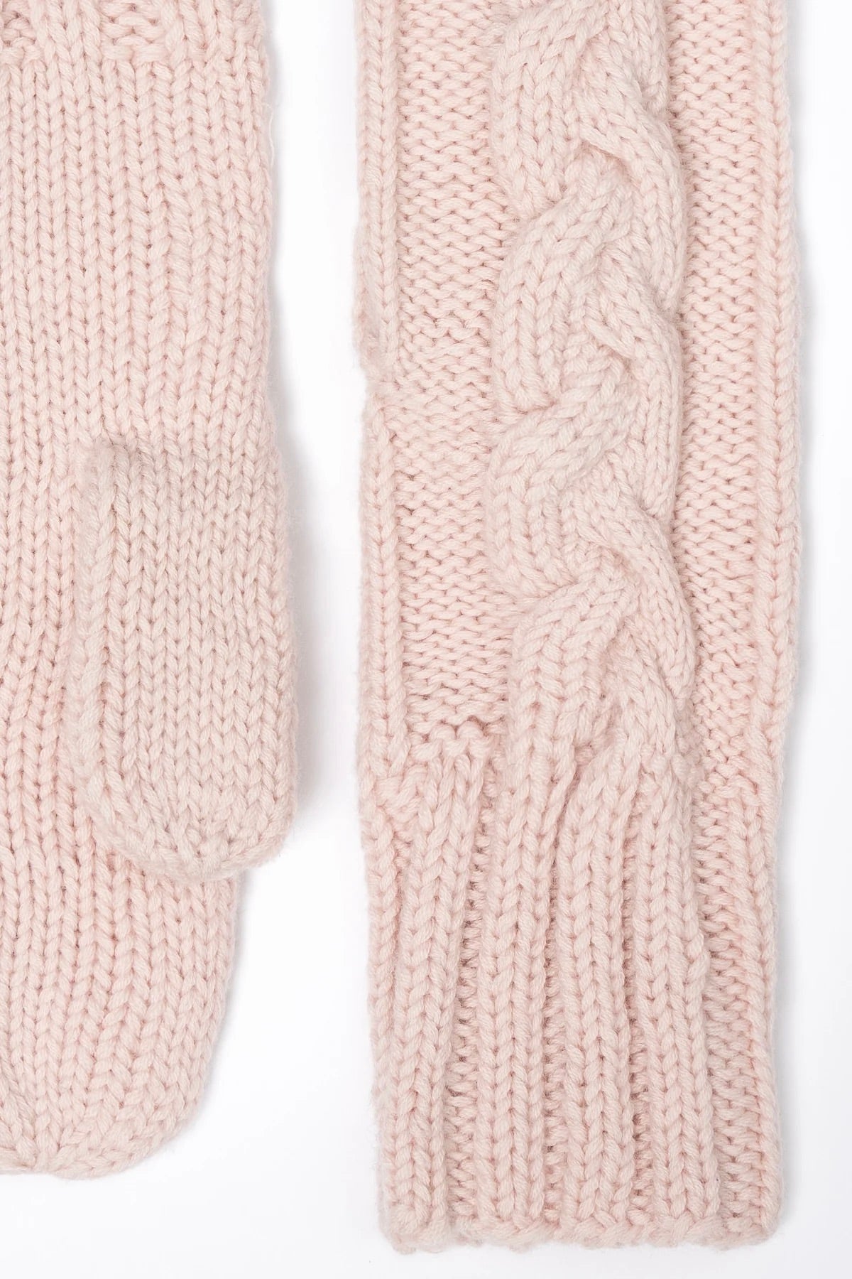 Dinadi: Handknit Cabled Mittens Pink