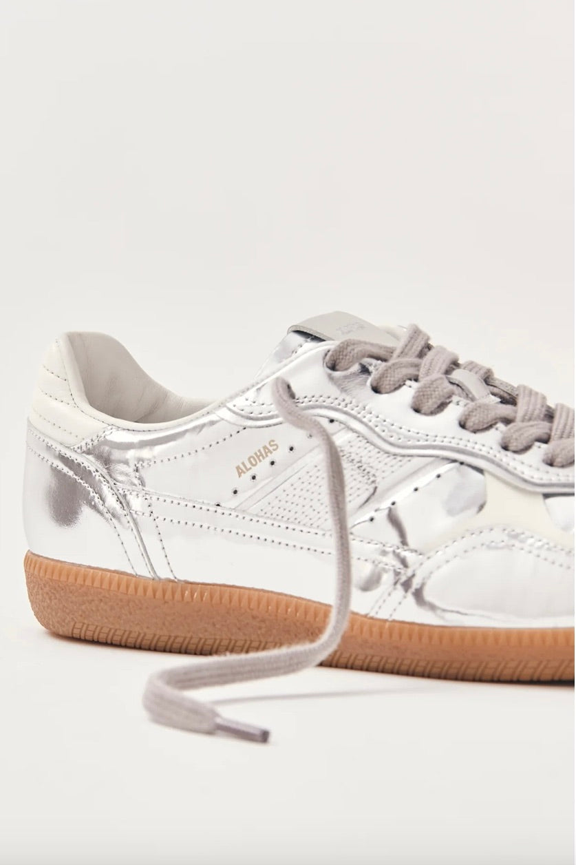 Alohas: Rife Silver Leather Sneakers