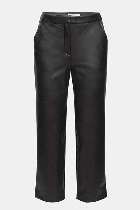 Esprit: Cropped Faux Leather Trousers