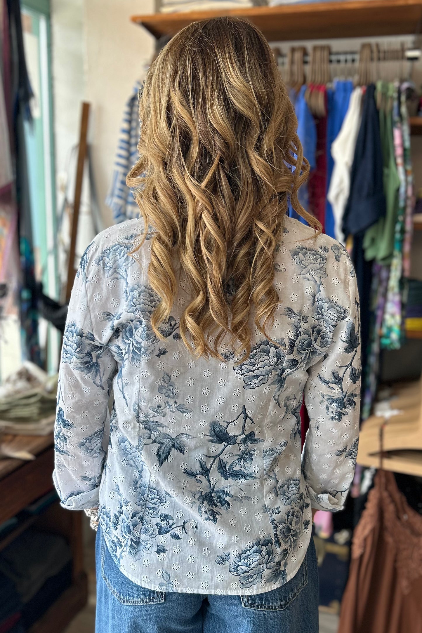 VLT's: Embroidered Print Blouse