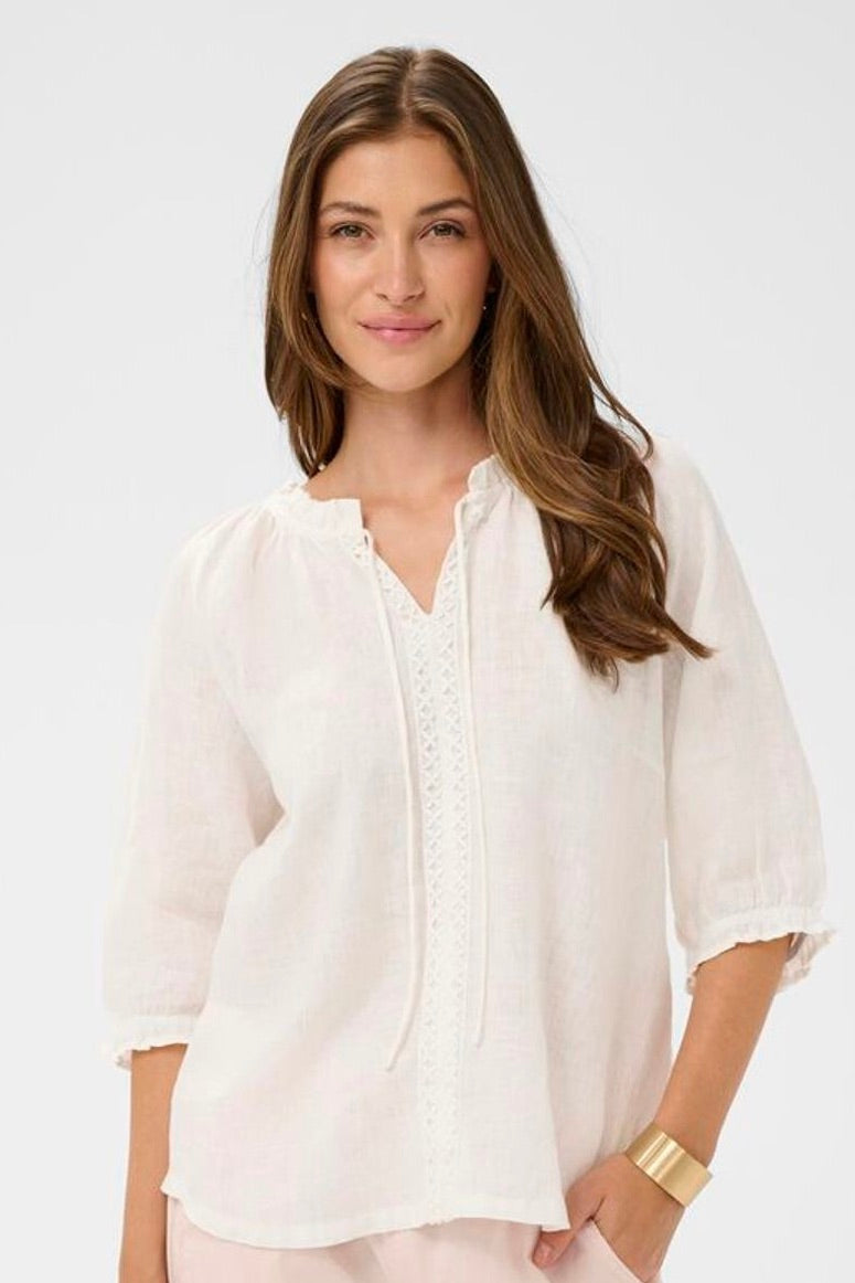 Cream: Bellis Linen Blouse (3 Colours)