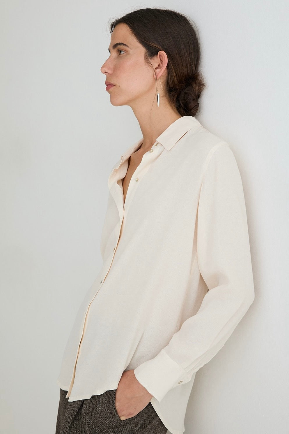 Yerse: Crepe Shirt Ecru