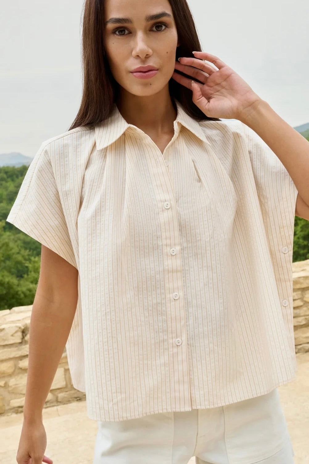 Yaya: Striped Button Shirt