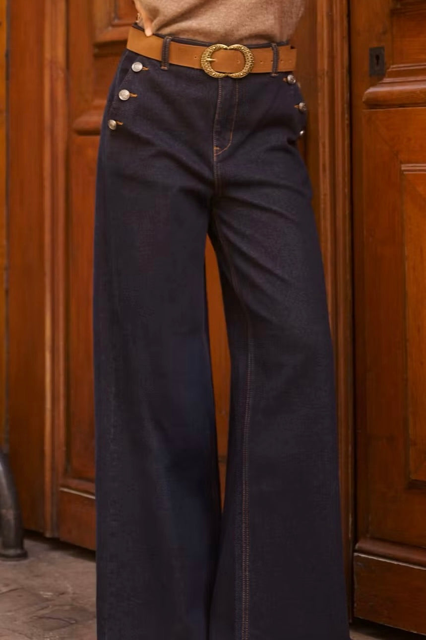 Cream: Visti Button Jeans