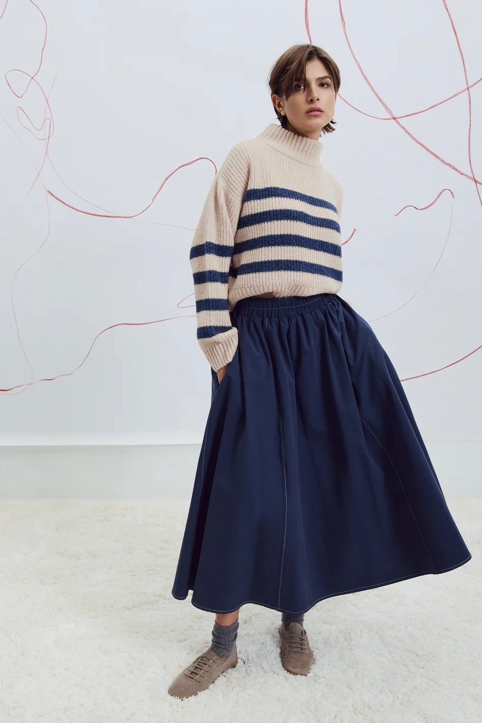 Eve Gravel: Jeanne Skirt Navy