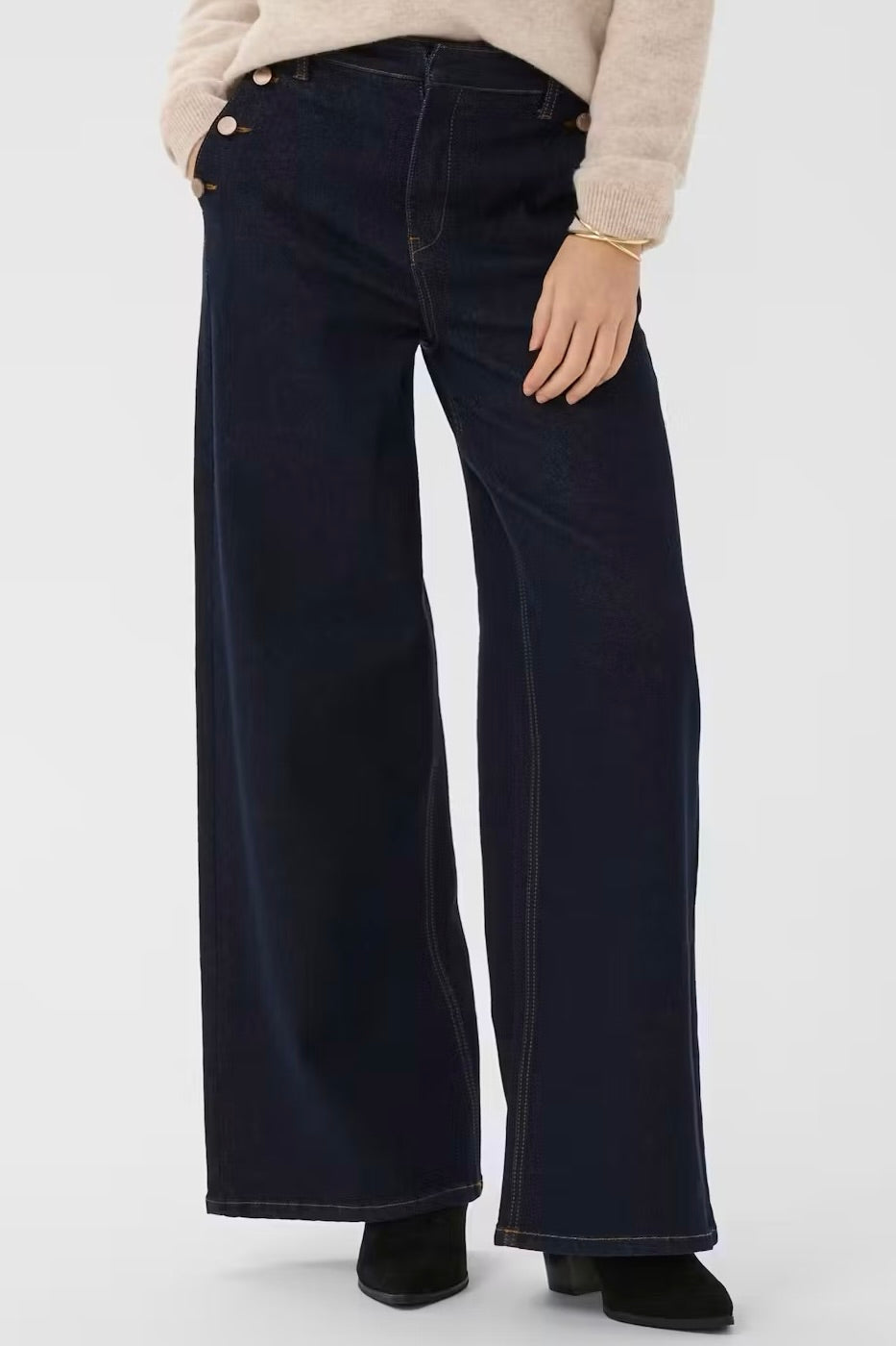 Cream: Visti Button Jeans