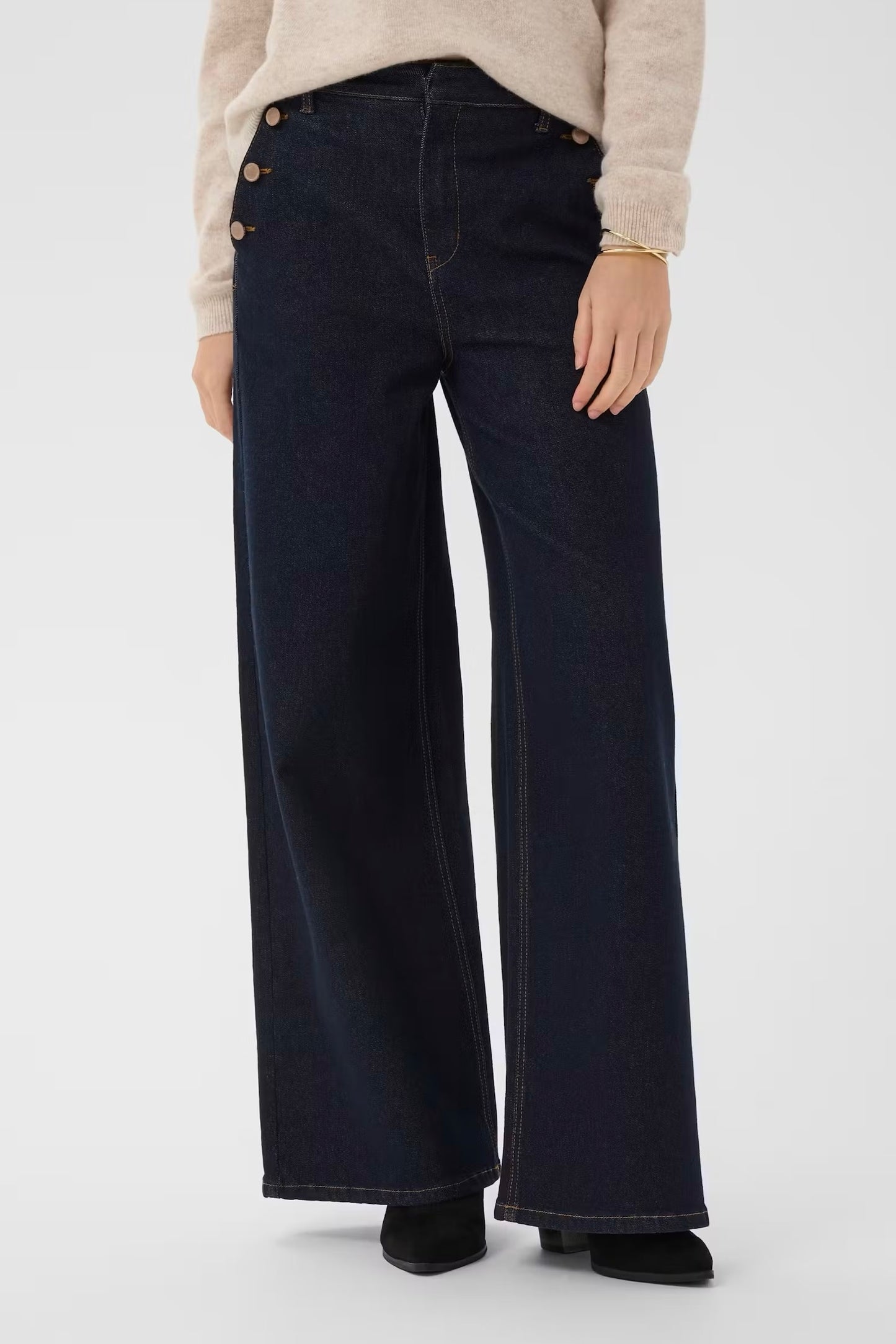 Cream: Visti Button Jeans