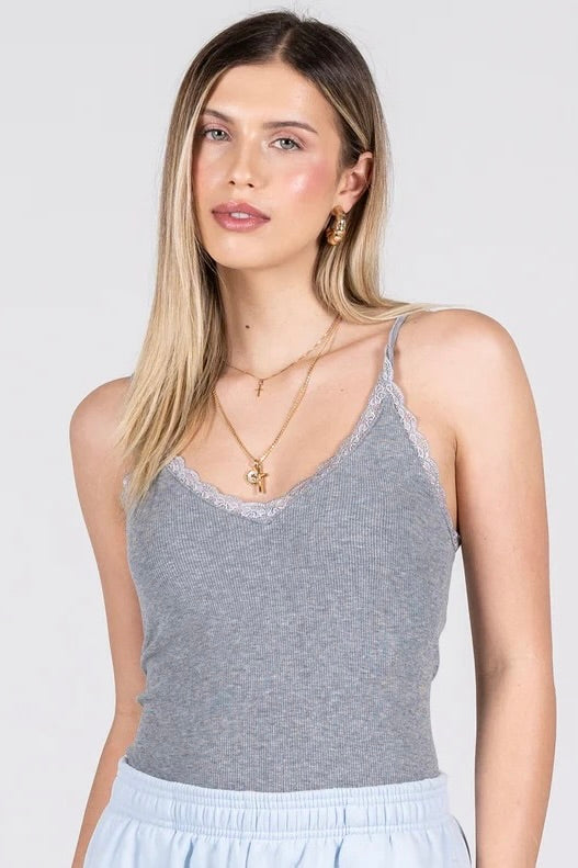 C'est Moi: Bamboo Tank with Lace (18 Colours)