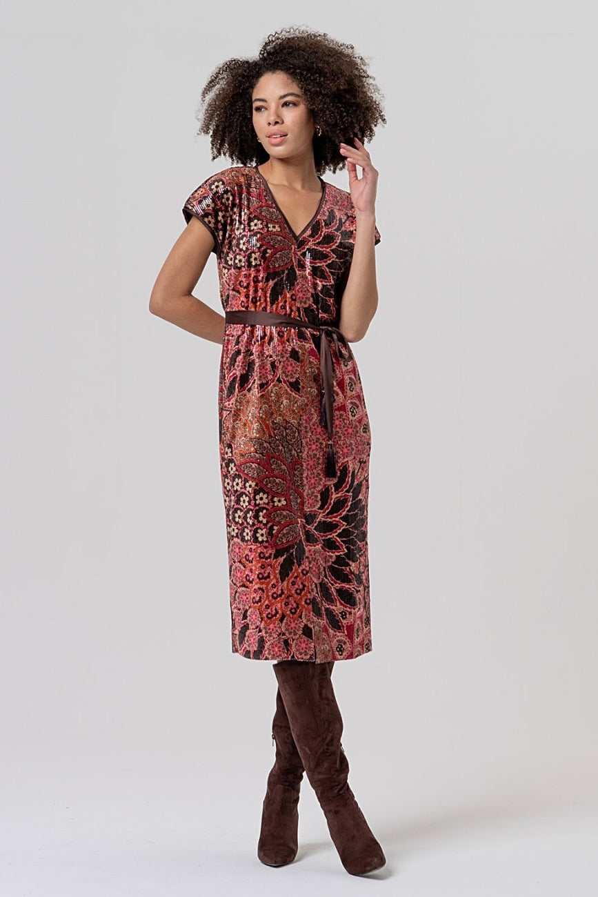 Surkana: Sequined Print Dress