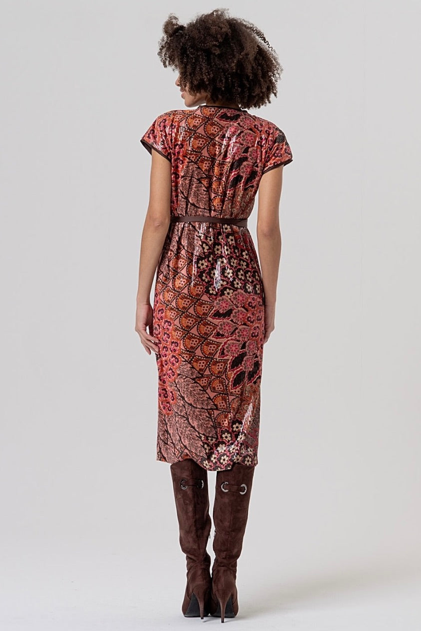 Surkana: Sequined Print Dress