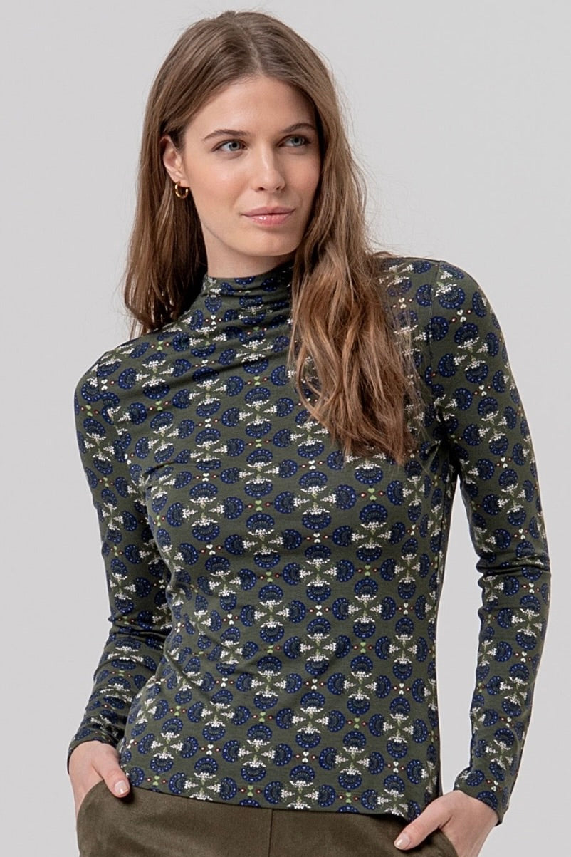 Surkana: Khaki Print Top