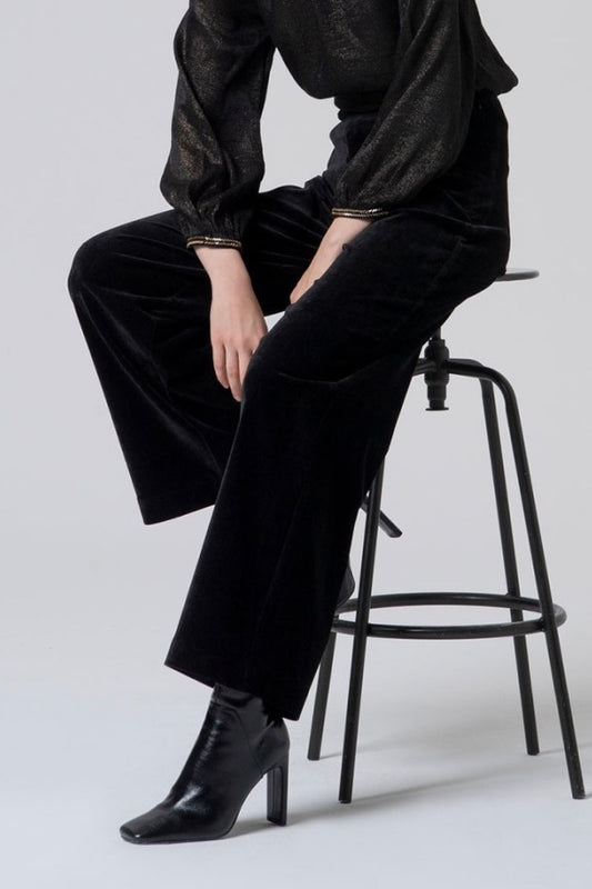 Surkana: Black Velvet Pants