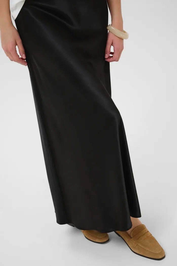 Culture: Mollie Black Satin Skirt