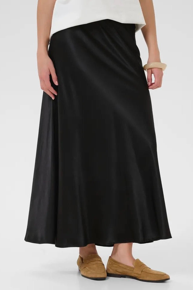 Culture: Mollie Black Satin Skirt